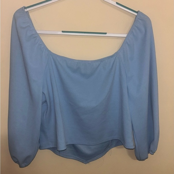Minimal 2XL Novella Puff Sleeve Blouse In Light Blue Western Cowgirl Rodeo - Picture 4 of 4